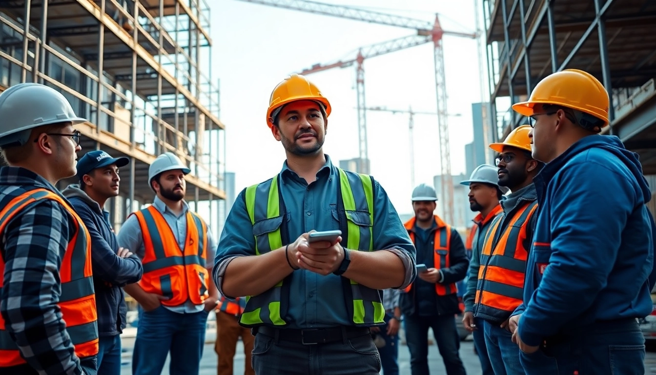 Engaged New York City General Contractor leading a construction team on site.