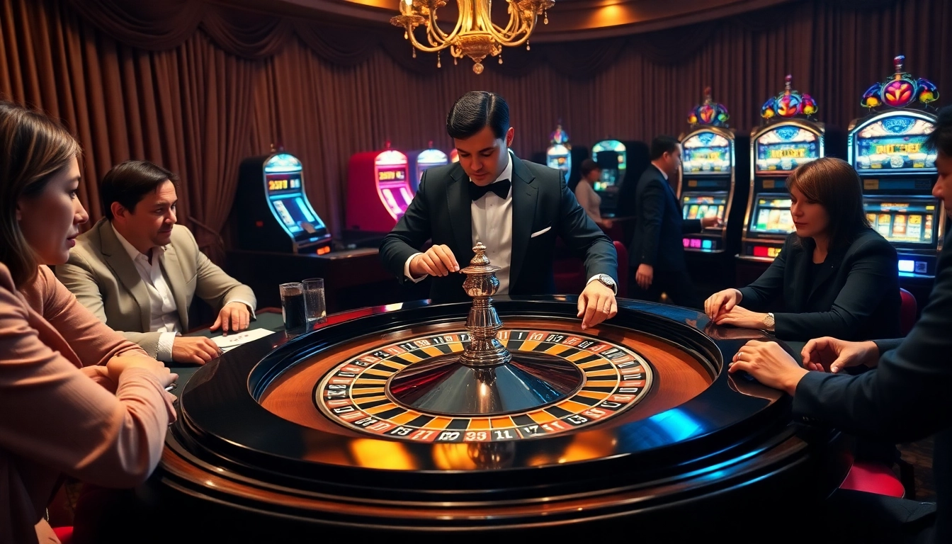 Vivez le frisson du casino en ligne France à une table de roulette engageante avec des joueurs.