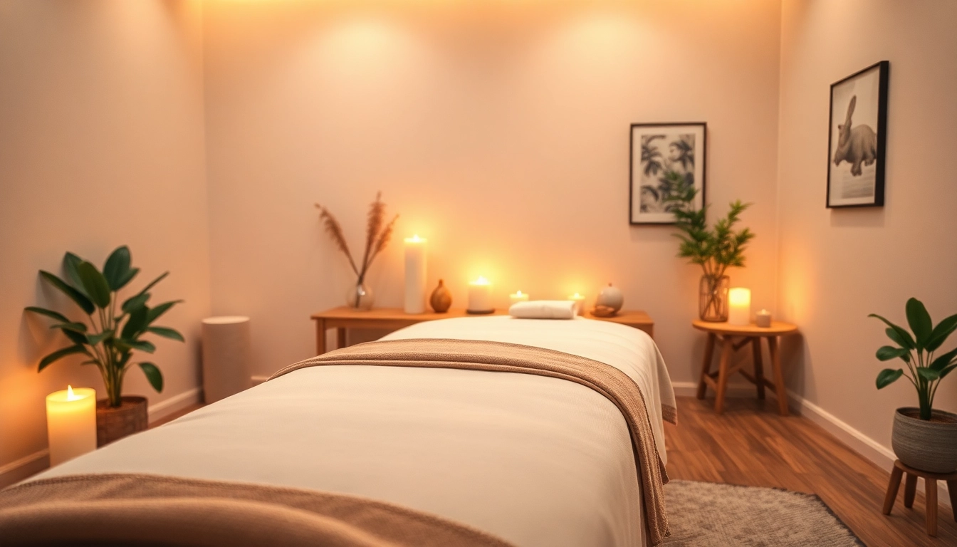 편안한 조명과 진정 효과가 있는 장식으로 꾸며진 1인샵 마사지룸.