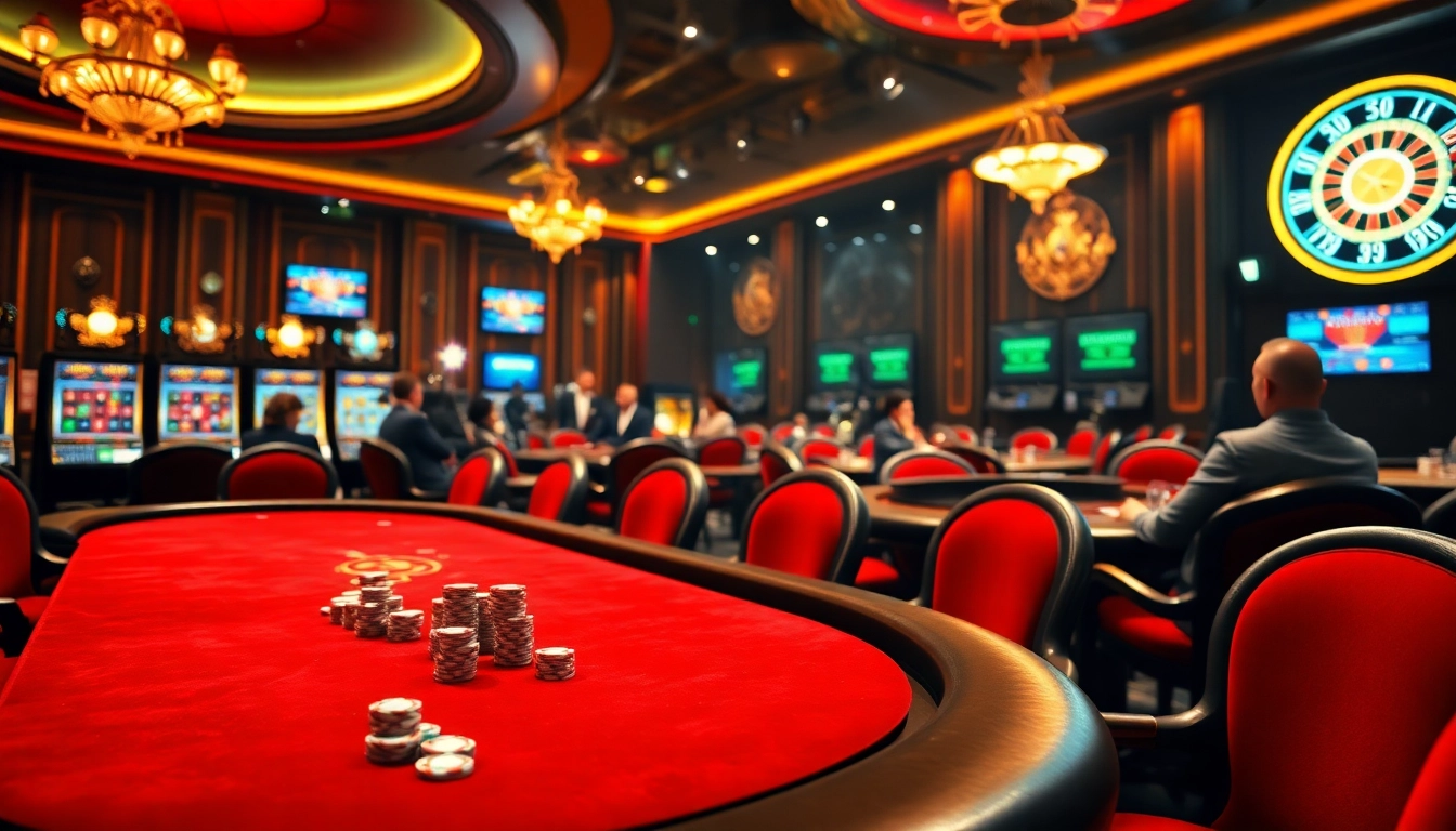Casino en ligne France avec des tables de jeu vibrantes et des joueurs profitant d'une atmosphère palpitante