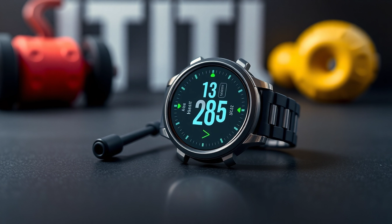 Showcasing a sleek Pulse Smart Watch displaying health metrics on a black surface.