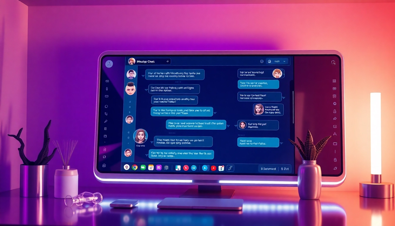 This image showcases a futuristic NSFW AI chat interface featuring diverse personalities and engaging scenarios, embodying intimacy and creativity.