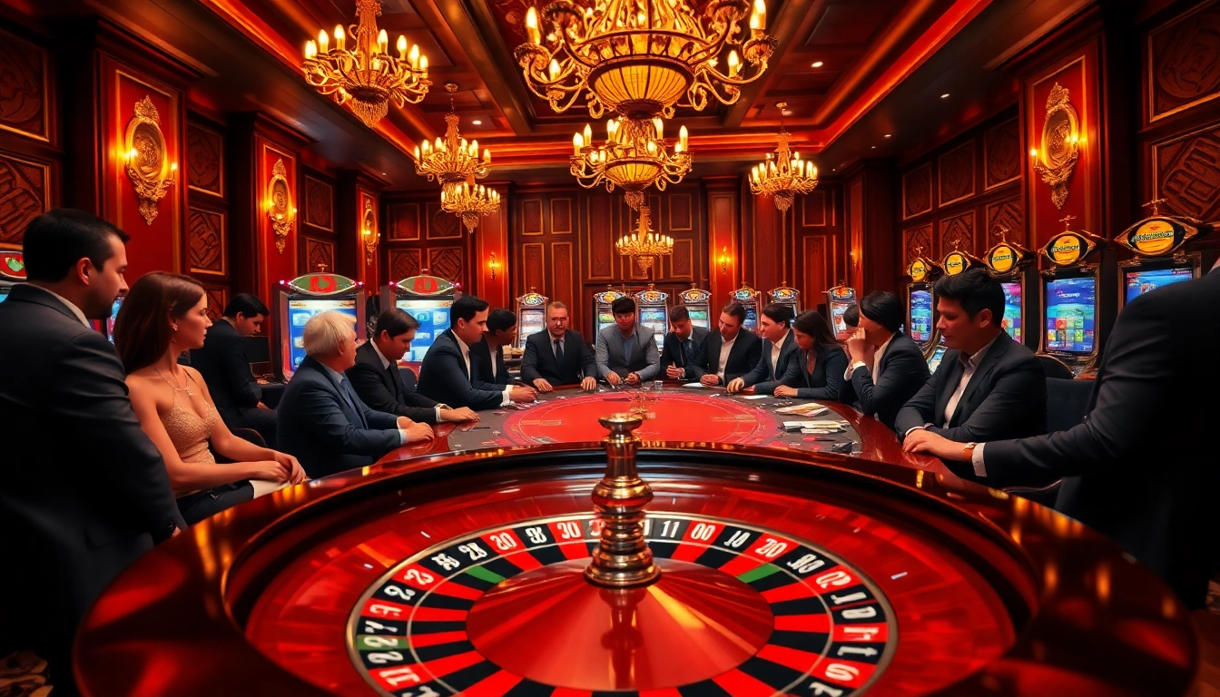 Jeu de poker passionnant dans un casino en ligne avec des jetons colorés et une roulette.