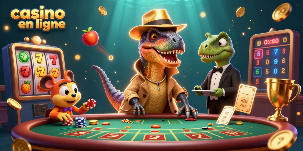 Des joueurs se divertissent sur une plateforme de casino en ligne avec des jeux de machines à sous et des personnages animés.