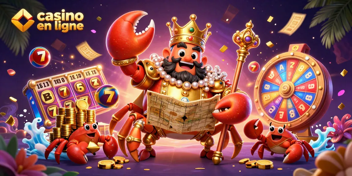 Jouez au casino en ligne avec le crabe doré royal et une pluie d'argent scintillante.
