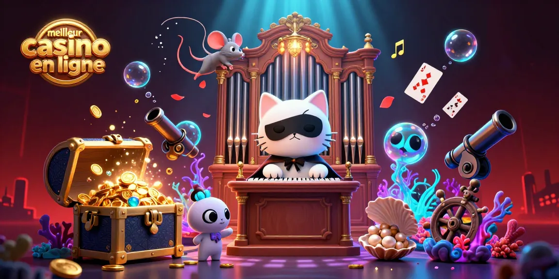 Plongez dans le meilleur casino en ligne avec une illustration captivante des jeux d'argent, mettant en scène des personnages animés.