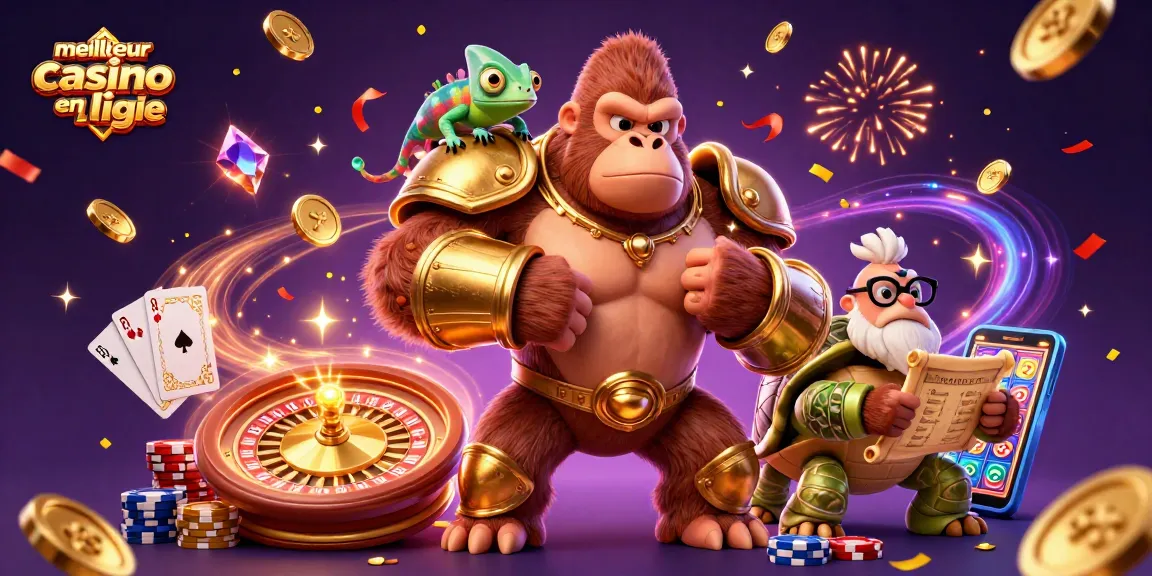 Jouez au meilleur casino en ligne avec un roi gorille en armure et ses compagnons colorés.