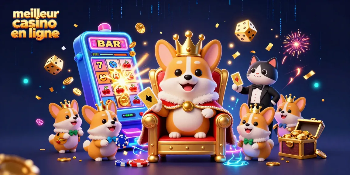 Représentation dynamique d'un meilleur casino en ligne avec des personnages de croupiers et des éléments de jeux de casino.