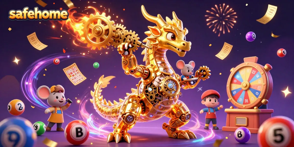 Engage with SafeHome's vibrant lottery-themed 3D illustration showcasing fun game elements.