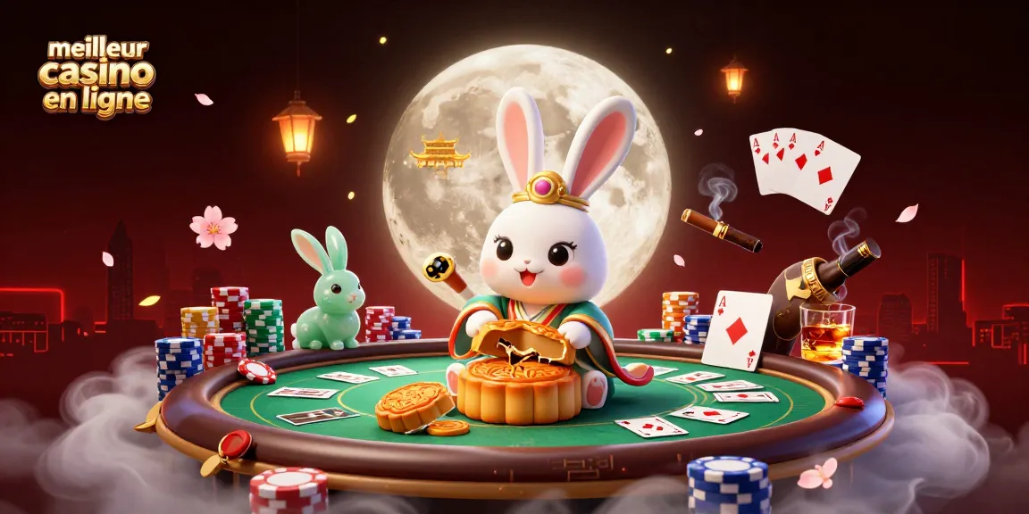 Jouez au meilleur casino en ligne avec des personnages de jeu animés sur la lune, entourés d'éléments de poker.